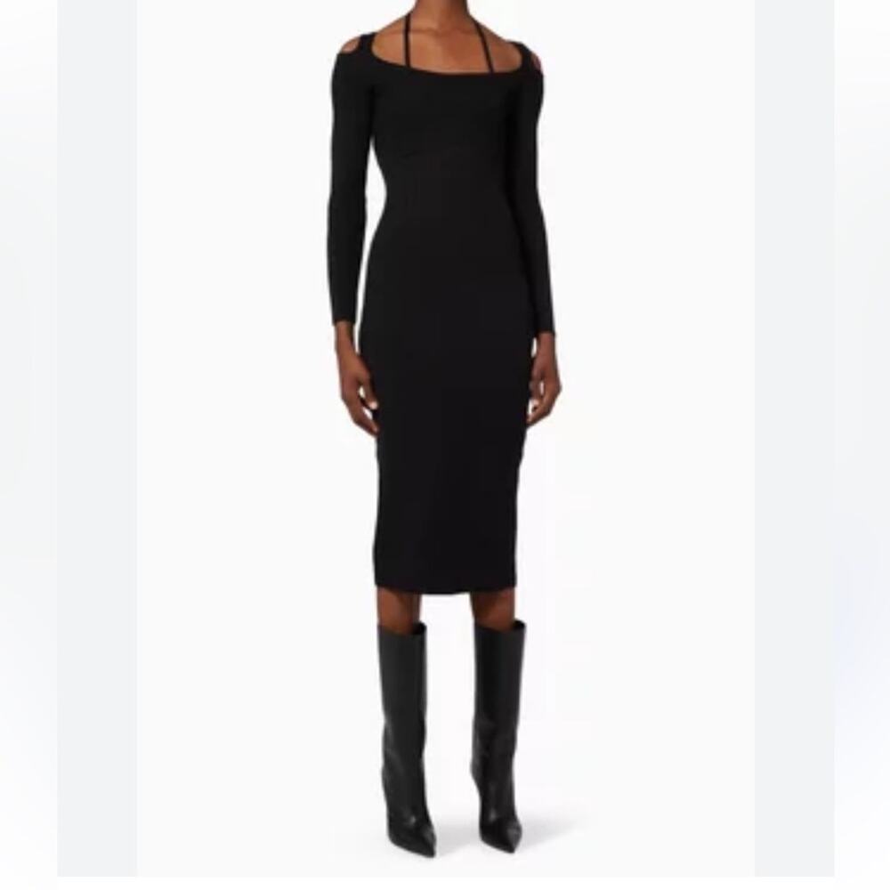 Elliatt Marisol Black Ribbed Sweetheart Knit Midi Dress XS NWT Edgy Minimalist